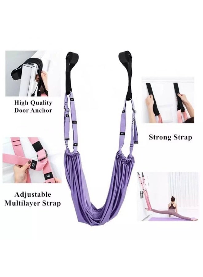 حبل تدريب اليوغا الجوي (Aerial Yoga Swing) - أرجوحة رياضية قابلة للتعديل لتمارين اليوغا والظهر - مثالي لتقوية العضلات والمرونة - خامات متينة وآمنة للاستخدام المنزلي - Image 3