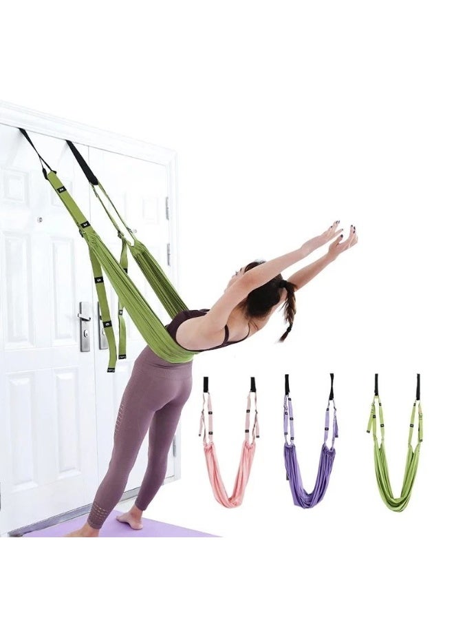 حبل تدريب اليوغا الجوي (Aerial Yoga Swing) - أرجوحة رياضية قابلة للتعديل لتمارين اليوغا والظهر - مثالي لتقوية العضلات والمرونة - خامات متينة وآمنة للاستخدام المنزلي - Image 2