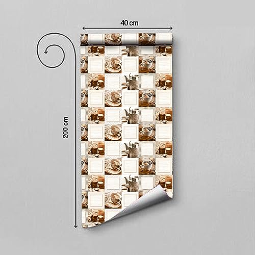 WallDaddy 3D Wallpapers for Kitchen Waterproof Extra Large (40x200) Cm Kitchen Wallpapers oilproof | Self Adhesive Wallpapers Vinyl Stickers for Kitchen | Kitchen Wallpapers for Walls.(BrownKitchen) - Image 2