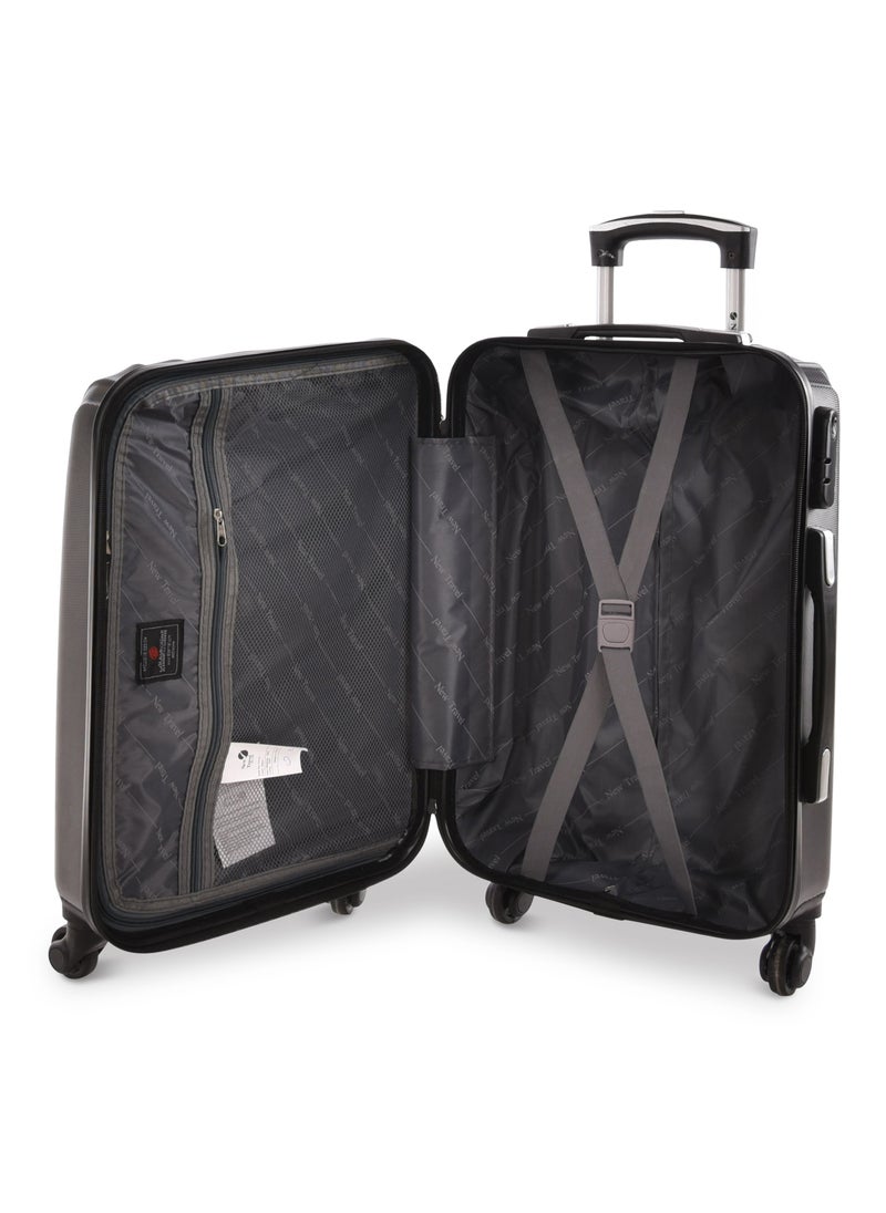NEW TRAVEL - New Travel Carry on Cabin Luggage, Hard ABS Material Travel Trolley Bag with 4 Spinner Wheels and Combination Lock, 20 Inch, 0141-20, Black - Image 1