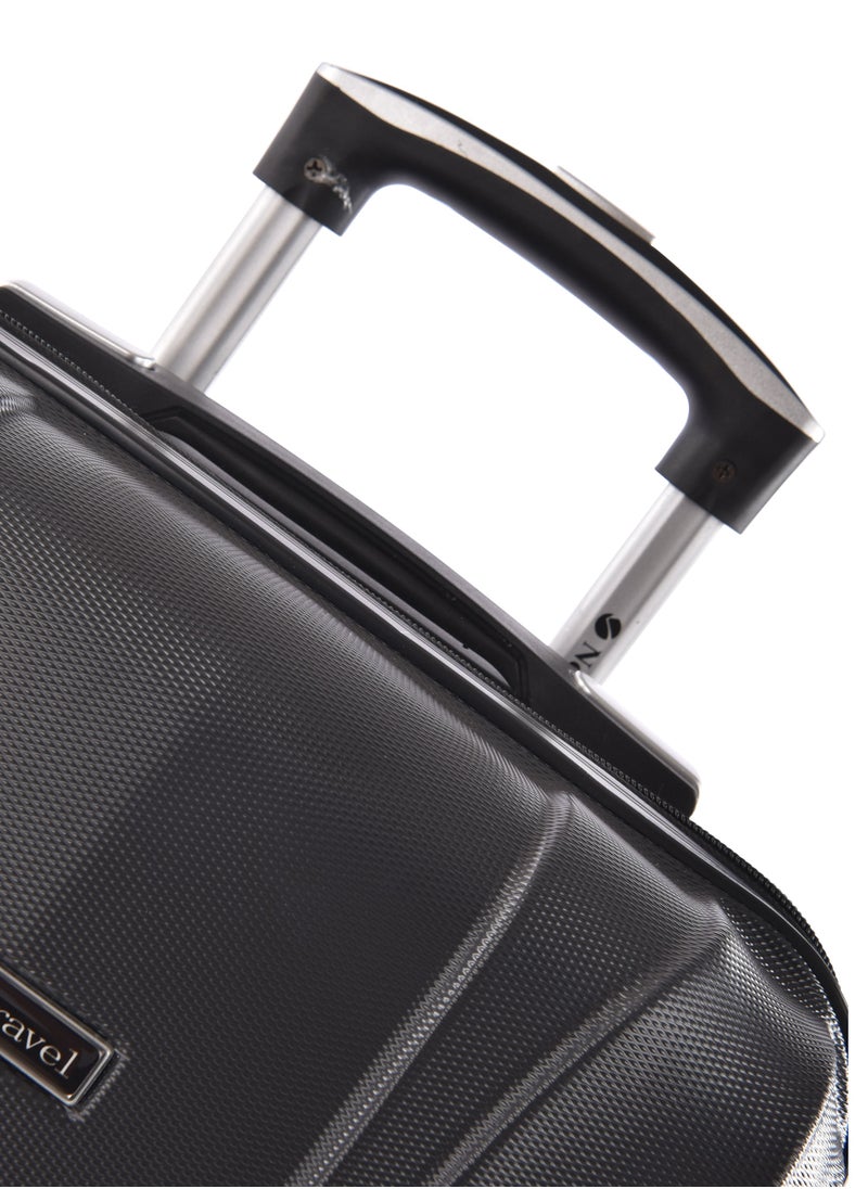 NEW TRAVEL - New Travel Carry on Cabin Luggage, Hard ABS Material Travel Trolley Bag with 4 Spinner Wheels and Combination Lock, 20 Inch, 0141-20, Black - Image 1