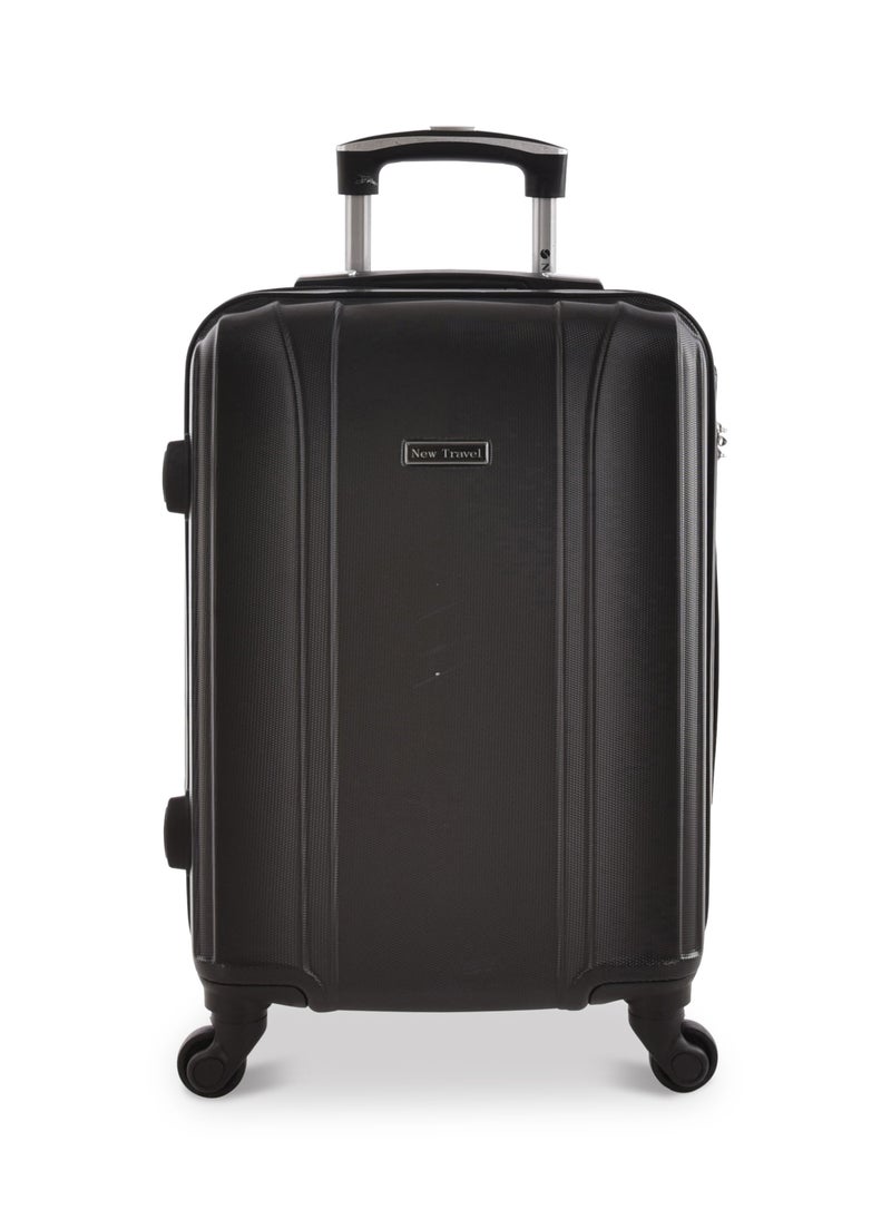 NEW TRAVEL - New Travel Carry on Cabin Luggage, Hard ABS Material Travel Trolley Bag with 4 Spinner Wheels and Combination Lock, 20 Inch, 0141-20, Black - Image 1