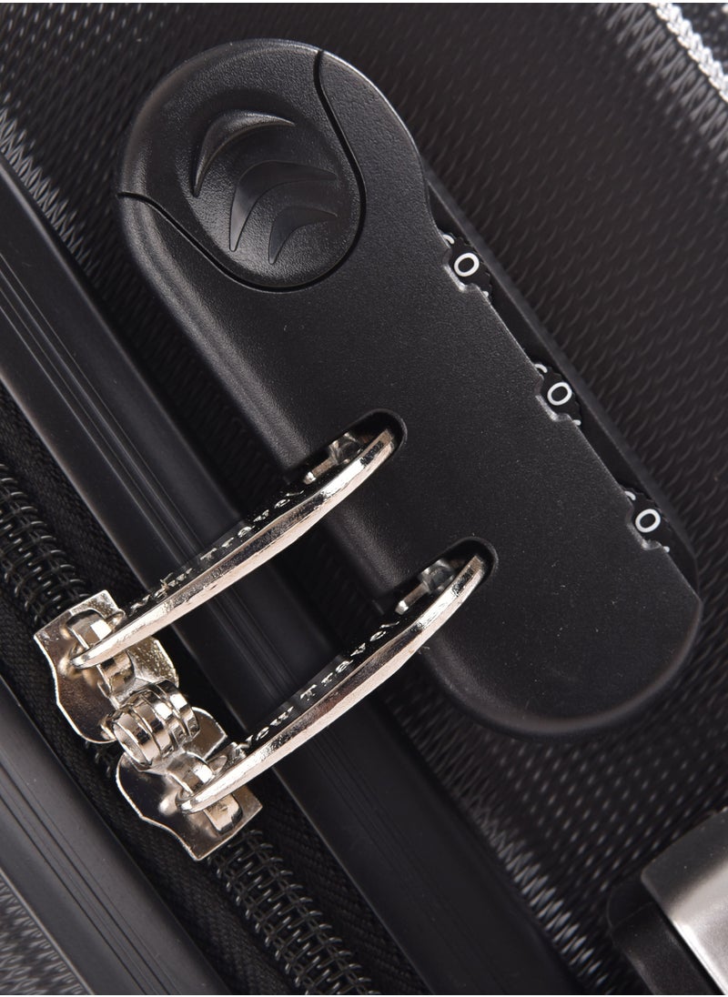 NEW TRAVEL - New Travel Carry on Cabin Luggage, Hard ABS Material Travel Trolley Bag with 4 Spinner Wheels and Combination Lock, 20 Inch, 0141-20, Black - Image 1