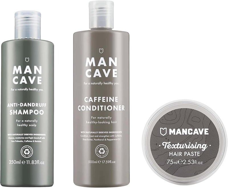 ManCave Haircare Set Anti Dandruff Shampoo Conditioner and hair paste