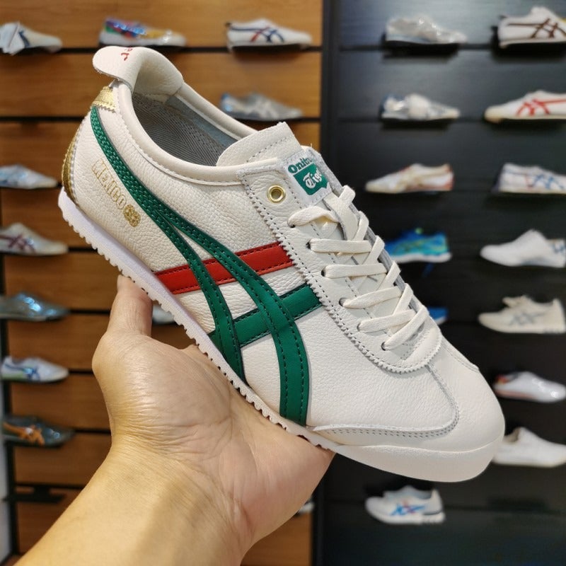 أونيتسوكا تايجر جلد طبيعي من الطبقة الأولى أحذية Onitsuka Tiger T-Toe سلسلة Mexic66 كلاسيكية رجعية للأزواج - Image 1