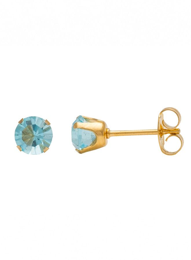 Studex 5MM March Aquamarine 24K Pure Gold Plated Ear Studs - Image 3
