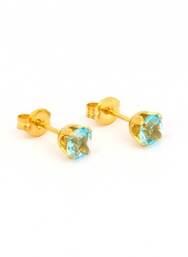 Studex 5MM March Aquamarine 24K Pure Gold Plated Ear Studs - Image 2