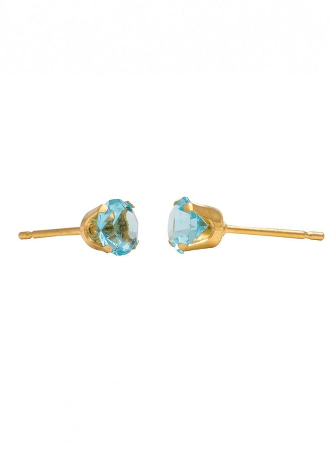 Studex 5MM March Aquamarine 24K Pure Gold Plated Ear Studs - Image 4