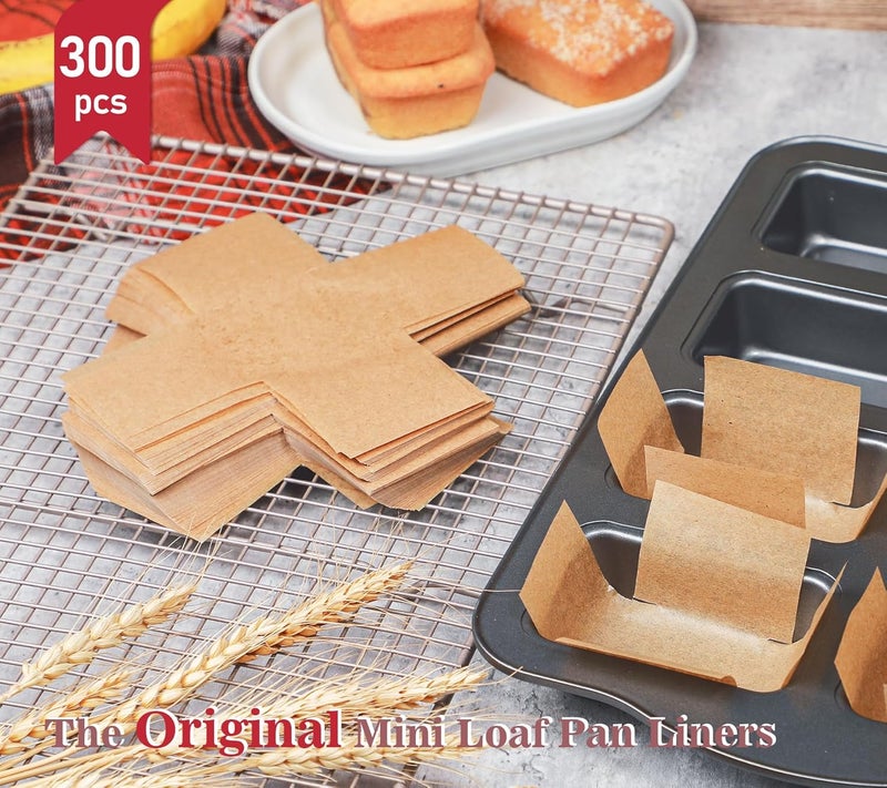 وي بيك Webake 300 قطعة ورق خبز غير مبيض لبطانة صواني الخبز الصغيرة لـ 8 تجاويف، مقاس 3.8x2.5، 3x2 لخبز الموز الصغير، مقطع مسبقًا أصلي، غير سام - Image 3