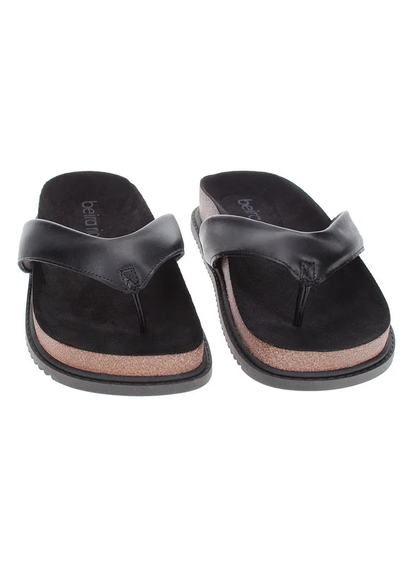 بيرا ريو Beira Rio Ladies Flat Sandals Black | Made In Brazil