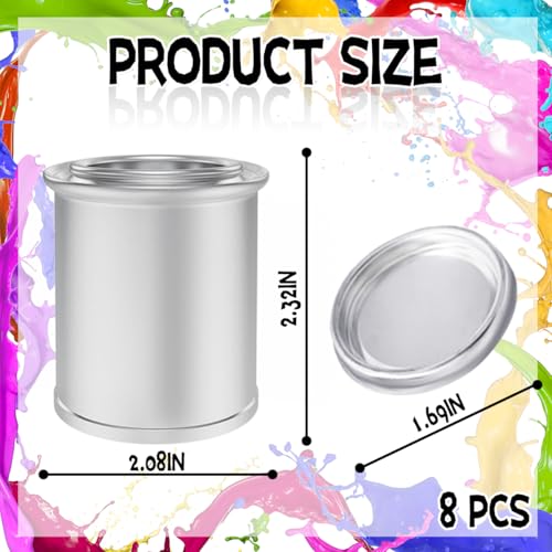 Esamploe 8 Pack Empty Metal Paint Cans with Lids(1/4 Pint Size),1/2 Cup Capacity Touch Up Paint Containers,Paint Storage Containers for Leftover Paint,Tiny Empty Unlined Pint Paint Pails - Image 2