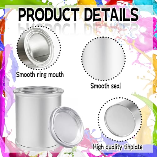 Esamploe 8 Pack Empty Metal Paint Cans with Lids(1/4 Pint Size),1/2 Cup Capacity Touch Up Paint Containers,Paint Storage Containers for Leftover Paint,Tiny Empty Unlined Pint Paint Pails - Image 4