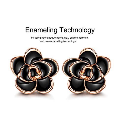 AllenCOCO Flower Stud Earrings Hypoallergenic for Women - 18K Gold Plated Rose Earrings for Sensitive Ears, Nickel Free - Image 2