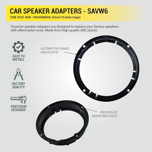 Scosche SAVW6 5.25-6.5” Speaker Adapters Compatible with Select 1998-2018 Audi and VW Vehicles - 5 1/4" to 6 1/2" Adapter Spacer for Car Door Speakers - Sold in Pairs - See Images for Vehicle List - Image 5