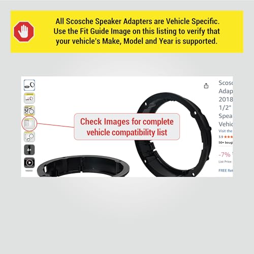 Scosche SAVW6 5.25-6.5” Speaker Adapters Compatible with Select 1998-2018 Audi and VW Vehicles - 5 1/4" to 6 1/2" Adapter Spacer for Car Door Speakers - Sold in Pairs - See Images for Vehicle List - Image 2