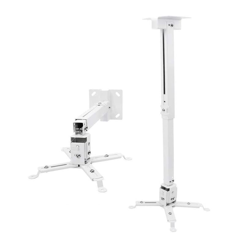 Vilro Universal Certified Adjustable Projector Ceiling and Wall Mount Kit Bracket Stand with Tilt Option (6 ft/48-72 inch, White) - Image 1
