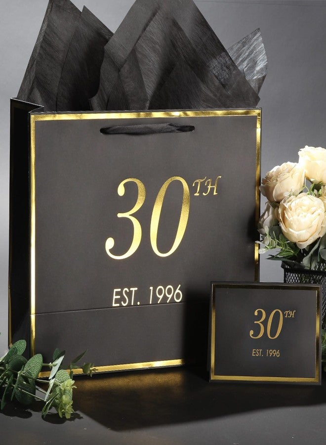 momoake 30th Birthday Gift Bag with Card and Tissue Paper for Men Women, 1995 30 Year Old 13" Elegant Black Gold Anniversary Keepsake Party Present Shopping Paper Bags for Gifts Wrapping (1995 30th) - Image 5
