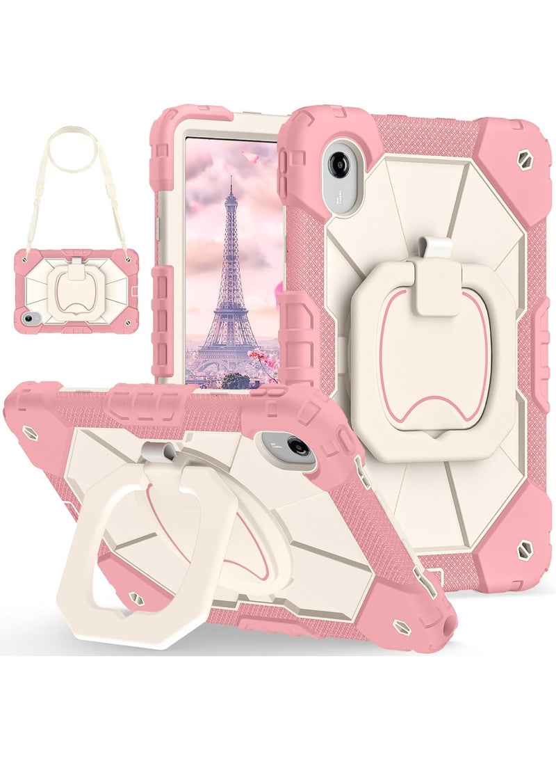 Case for Lenovo Idea Tab 11 inch 2025 Tablet (TB336ZU/TB336FU), Full-Body Rugged Shockproof Protective Shell, 360° Rotating Stand Handle Grip Cover with Shoulder Strap (Rose Gold) - Image 1