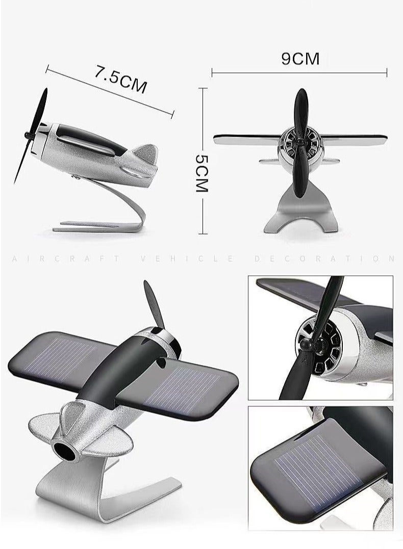 Bukela Solar-Powered Plastic Aircraft Dashboard Ornament - Car Interior Decoration for Men and Women, Creative Desktop Accessory for Car Enthusiasts, Ideal Gift - Black - Image 2
