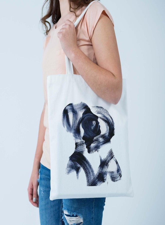 ARTBUG Tote Bag for Women, Aesthetic, Stylish, Ecofriendly, For College Girls, Office, Beach and Outings -Abstract Brushstroke Faces Printed Canvas D - 379 - Image 2