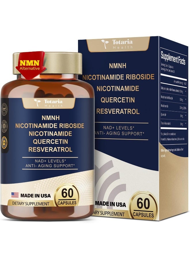 Totaria Nmnh (Nad Or Nmn Alternative Supplement) (Dihydronicotinamide Mononucleotide) Ultra Strength, Nad+ Support W/Nr, Resveratrol & Quercetin, Ultra Absorption For Anti-Aging, Vegan, Usa Made - Image 1