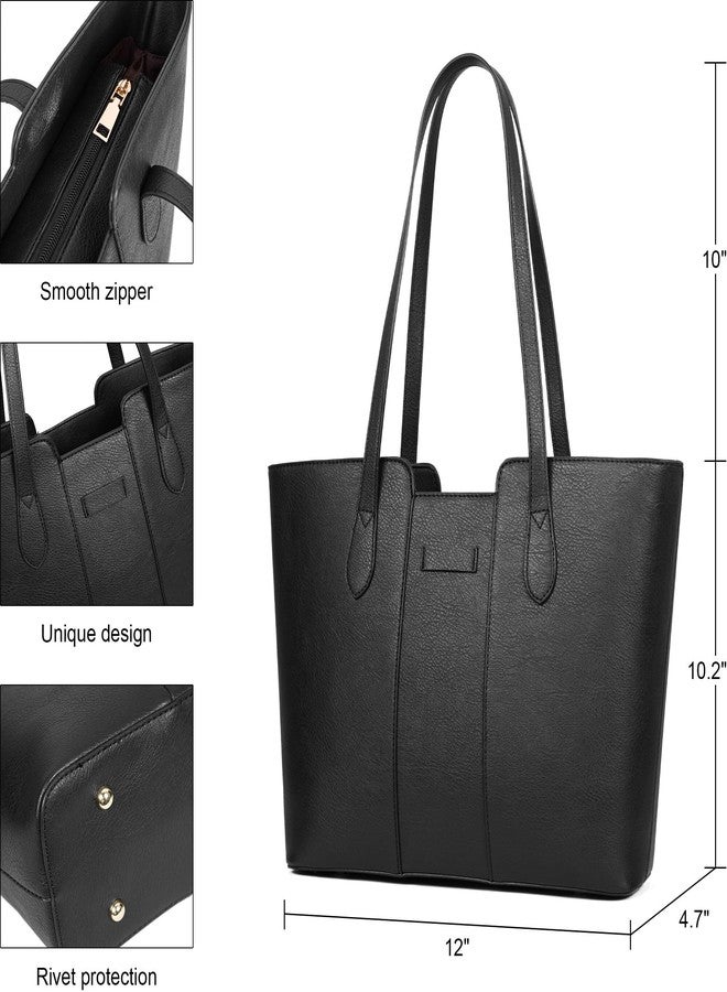 ToLFE Tote Bags for Women Purses and Handbags Top Handle Satchel PU Leather Shoulder Hobo Bags (Black) - Image 3