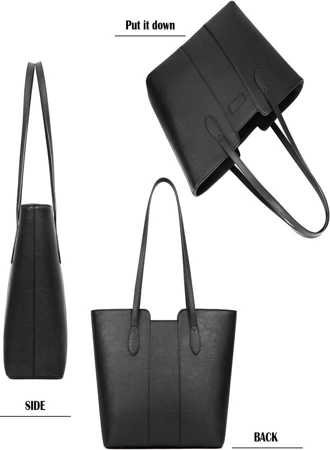 ToLFE Tote Bags for Women Purses and Handbags Top Handle Satchel PU Leather Shoulder Hobo Bags (Black) - Image 4