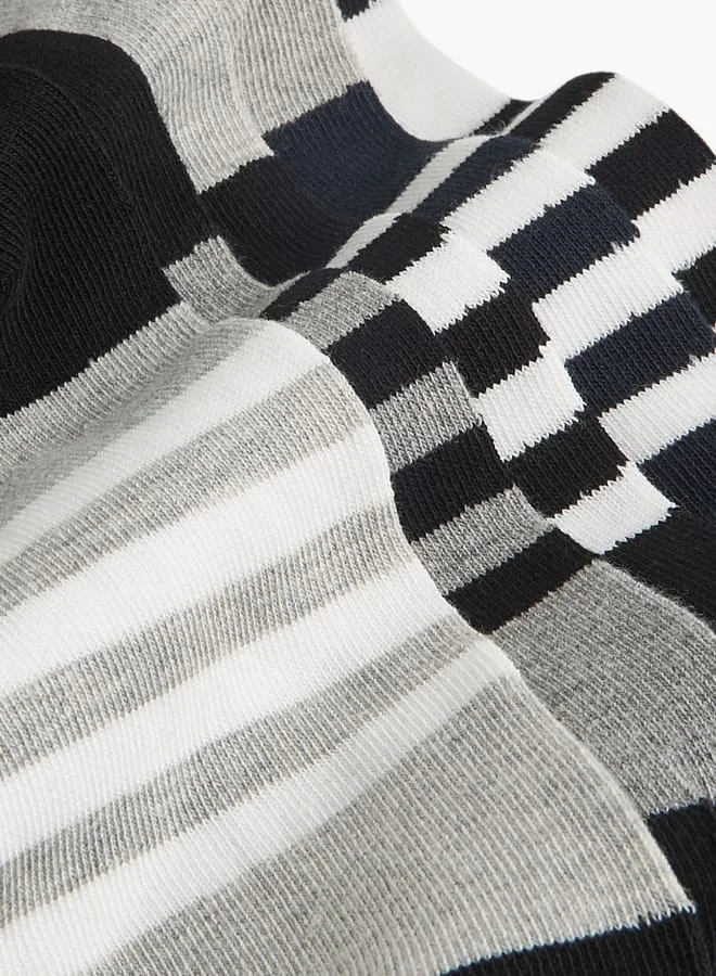 لي كوبر Men's Logo Print Non-Terry Ankle Length Socks - Set of 5