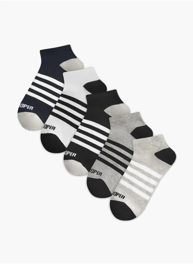 لي كوبر Men's Logo Print Non-Terry Ankle Length Socks - Set of 5