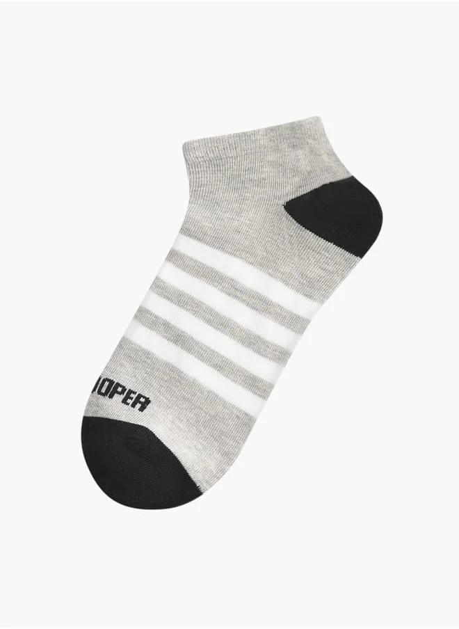 لي كوبر Men's Logo Print Non-Terry Ankle Length Socks - Set of 5