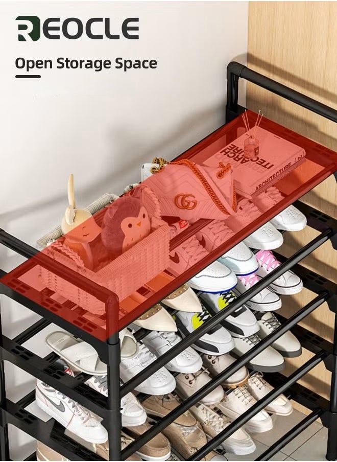 ريوكل رف أحذية معدني 4 طبقات / 80 سم خزائن الأحذية منظم أرفف التخزين رف الأحذية خزانة برج قابل للتكديس منظم توفير المساحة رف الأحذية دائم يحمل 20 زوجا رف الأحذية لمدخل الخزانة - Image 4