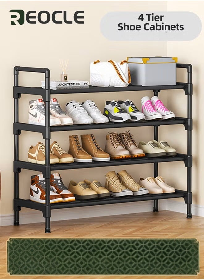 ريوكل رف أحذية معدني 4 طبقات / 80 سم خزائن الأحذية منظم أرفف التخزين رف الأحذية خزانة برج قابل للتكديس منظم توفير المساحة رف الأحذية دائم يحمل 20 زوجا رف الأحذية لمدخل الخزانة - Image 1