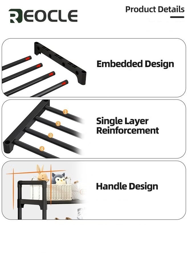 ريوكل رف أحذية معدني 4 طبقات / 80 سم خزائن الأحذية منظم أرفف التخزين رف الأحذية خزانة برج قابل للتكديس منظم توفير المساحة رف الأحذية دائم يحمل 20 زوجا رف الأحذية لمدخل الخزانة - Image 3