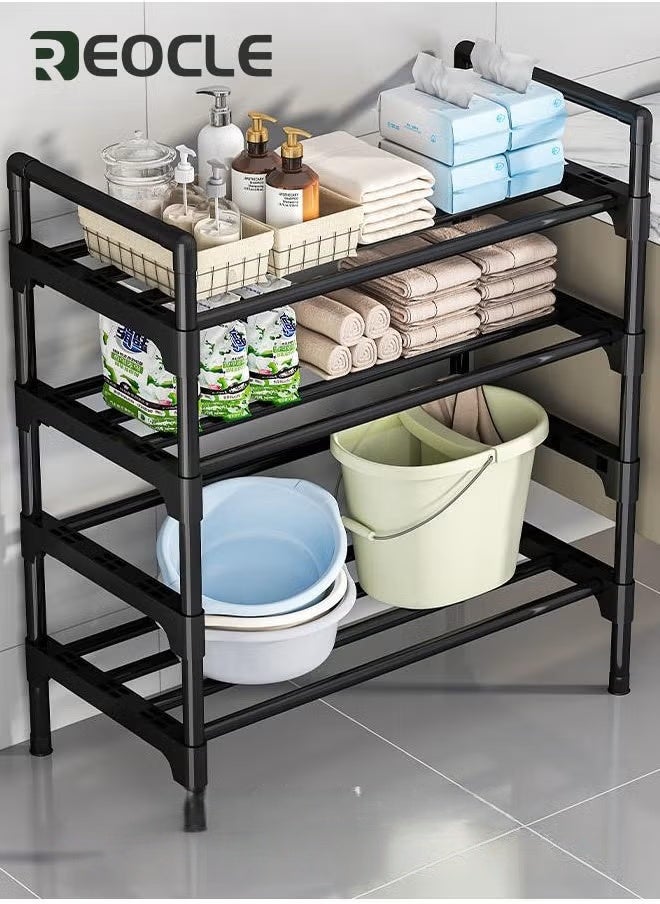 ريوكل رف أحذية معدني 4 طبقات / 80 سم خزائن الأحذية منظم أرفف التخزين رف الأحذية خزانة برج قابل للتكديس منظم توفير المساحة رف الأحذية دائم يحمل 20 زوجا رف الأحذية لمدخل الخزانة - Image 2