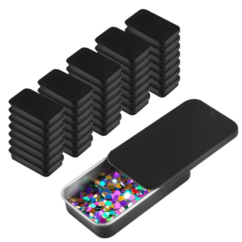 BOSMIOW 36Pcs Empty Black Slide Top Tin Container,Mini Portable Metal Tinplate Candy Storage Box,Rectangular Lipbalm Organizer for Jewelry,Crafts,DIY Candles,Party Favors,60 * 35 * 10mm - Image 1
