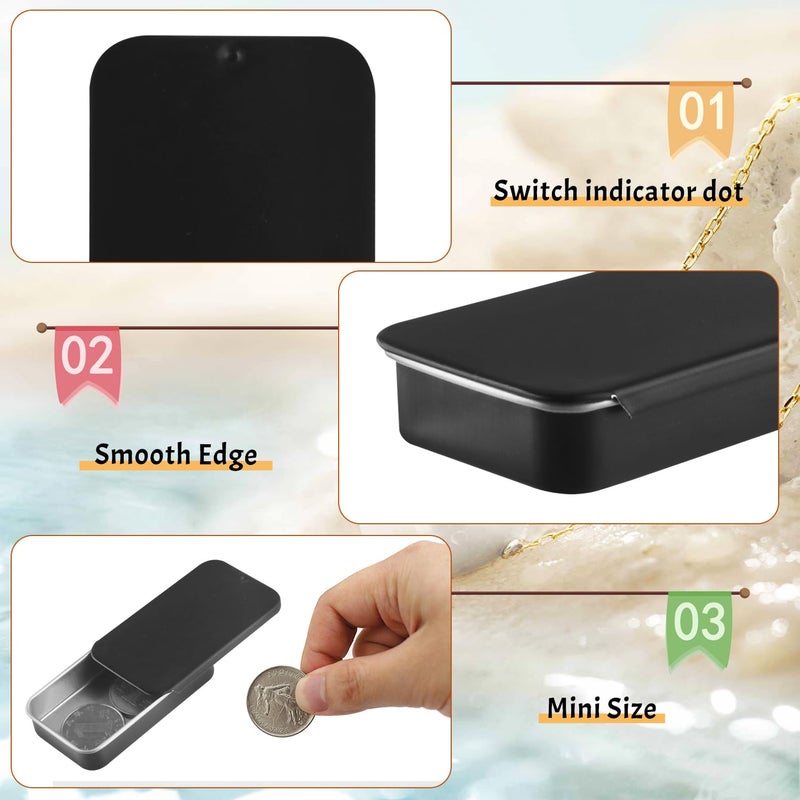 BOSMIOW 36Pcs Empty Black Slide Top Tin Container,Mini Portable Metal Tinplate Candy Storage Box,Rectangular Lipbalm Organizer for Jewelry,Crafts,DIY Candles,Party Favors,60 * 35 * 10mm - Image 3