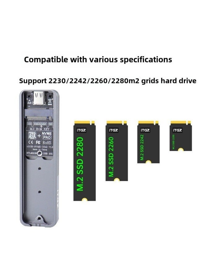 ITGZ M.2 Solid State Hard Disk Box NVMe/SATA RTL9210B Dual Protocol 10Gbps Aluminum Alloy External Box-Color: With Wires + Protective Cover  - Image 5