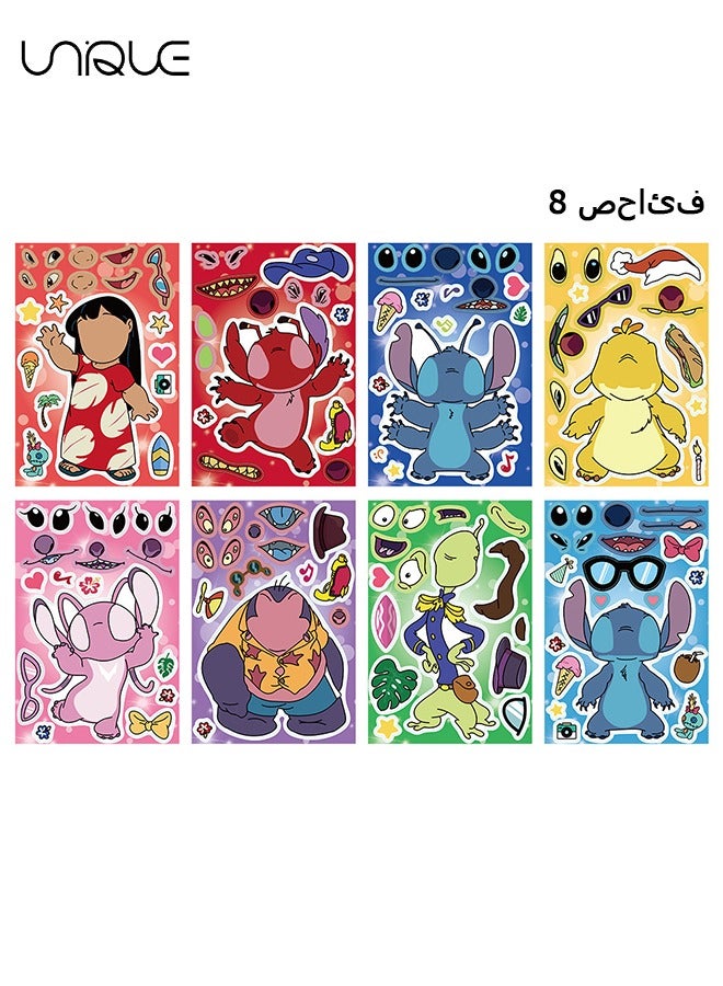Unique 8 Pieces Stitch Face Sticker Making - DIY Face Stickers Party Stickers Game Birthday Party Gifts for Kids Gifts - Image 1