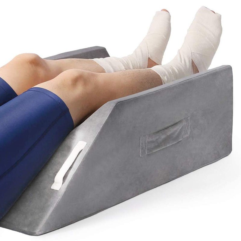 LightEase PostSurgery Leg Knee Ankle Elevation Double Wedge Pillow Memory Foam Leg Elevating Pillow for Injure Sleeping Foot Rest Reduce Swelling