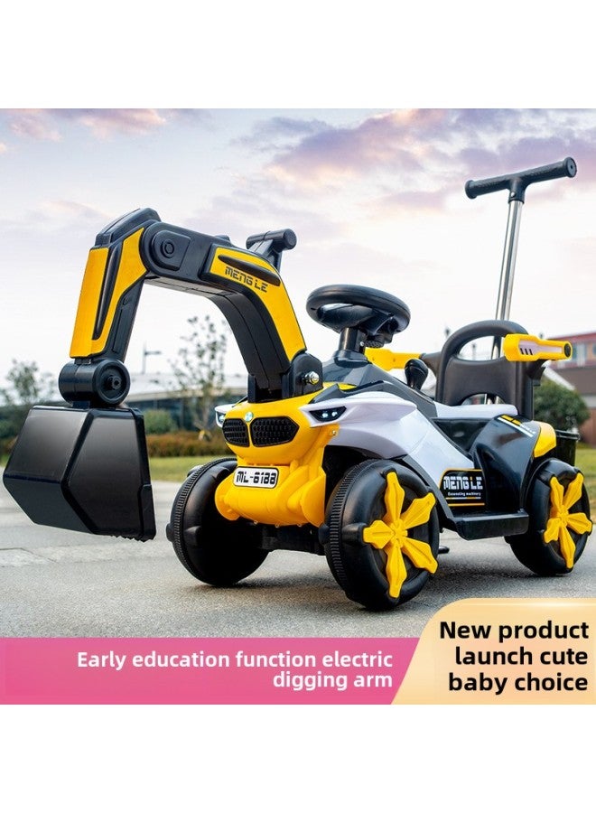 Children's Electric Excavator Toy Car Children's Seatable Hook Machine Engineering Car Large Boy Remote Control Excavator-Color:[Sliding] Yellow ☆ Manual Digging Arm + Light Music-Proportion:Official Standard  - Image 2