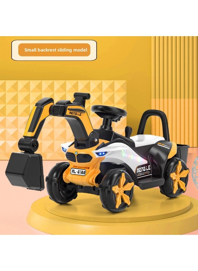 Children's Electric Excavator Toy Car Children's Seatable Hook Machine Engineering Car Large Boy Remote Control Excavator-Color:[Sliding] Yellow ☆ Manual Digging Arm + Light Music-Proportion:Official Standard  - Image 1