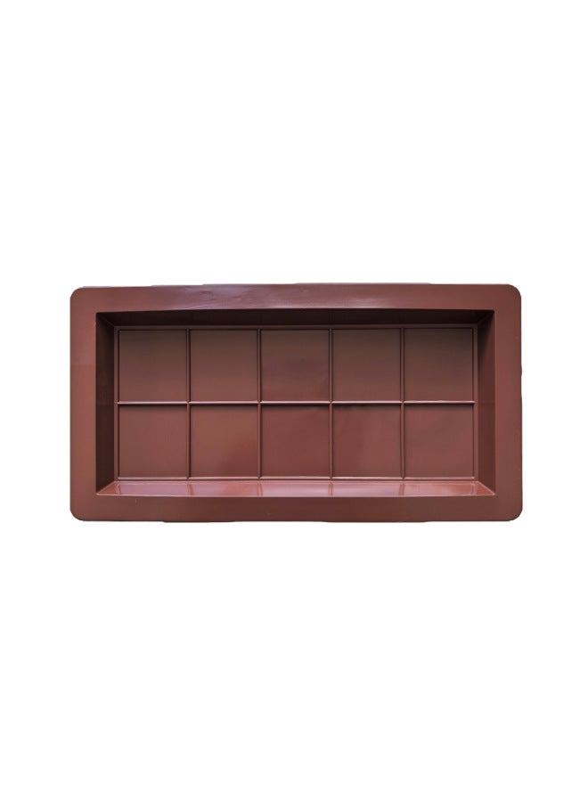 Full Version Of 10-Grids Chocolate Silicone Mold Rectangular Square Candy Bar Mold Chocolate Mold 784-Color:Brown - Image 1