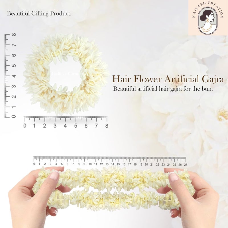 Kailash Creation Artificial Mogra Gajra for Hair Bun & Braids | Scented Jasmine Flower Hair Accessory | Reusable Traditional Bridal Gajra for Women & Girls (Pack of 6) - Image 5