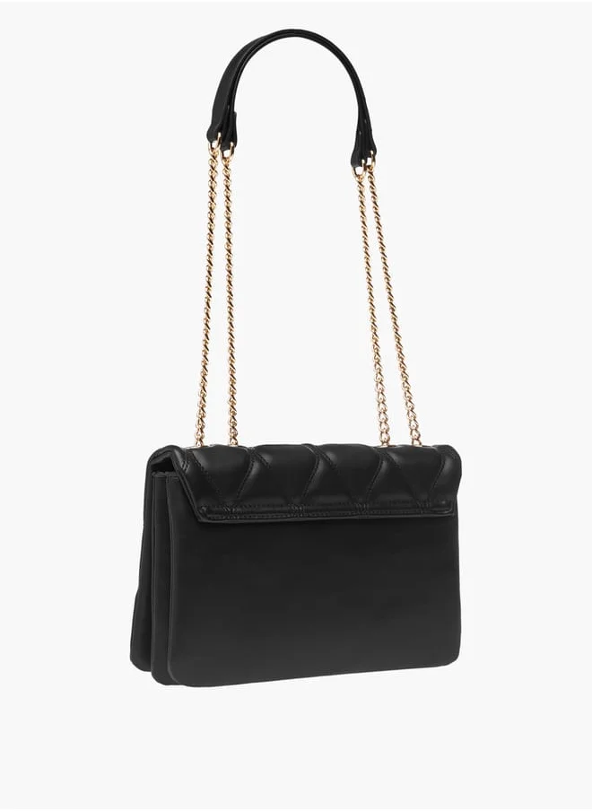 Flora Bella By Shoexpress Women Quilted Shoulder Bag with Button Closure and Chain Strap