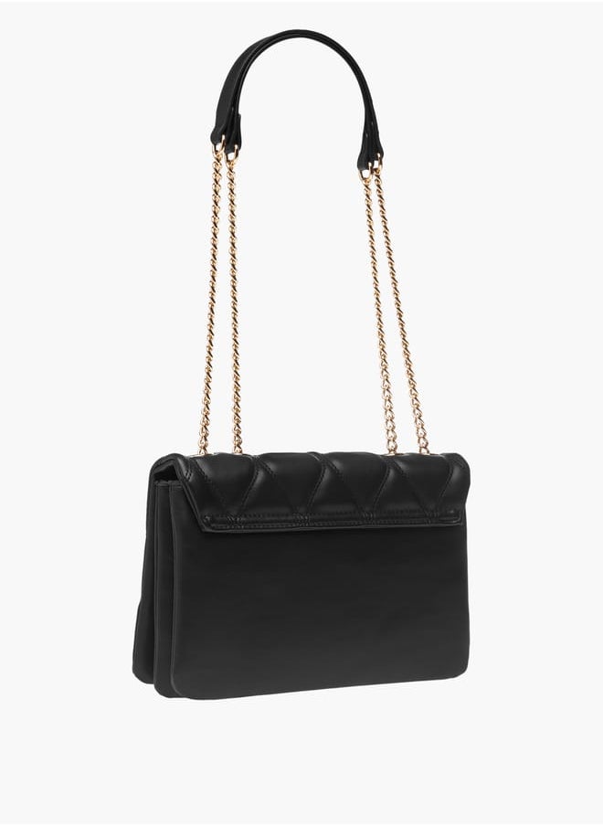 Flora Bella By Shoexpress Women Quilted Shoulder Bag with Button Closure and Chain Strap  - Image 3