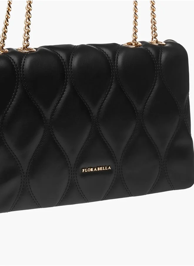Flora Bella By Shoexpress Women Quilted Shoulder Bag with Button Closure and Chain Strap