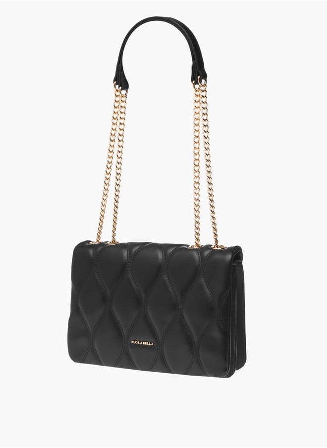 Flora Bella By Shoexpress Women Quilted Shoulder Bag with Button Closure and Chain Strap  - Image 2