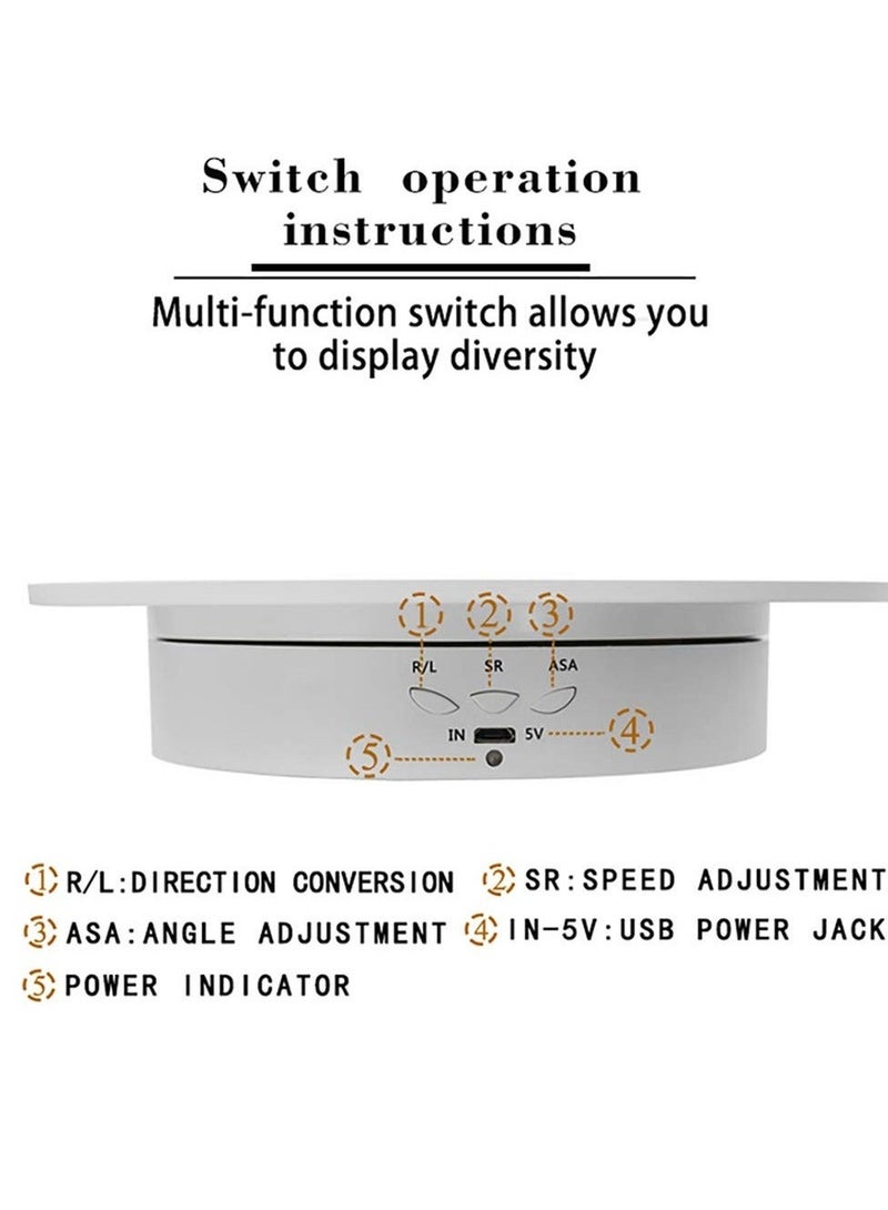 Captaintech Motorized Rotating Display Stand, 7.87inch, 17.6LB Load Ultra-Quiet 360 Degree Electric Rotating Turntable Display Stand for Photography Products, Jewelry, Cake,3D Model (White) - Image 5