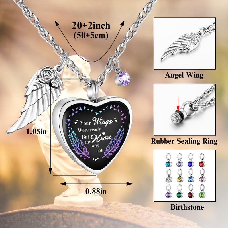 Dletay Heart Urn Necklace for Ashes Birthstones Cremation Jewelry for Ashes Stainless Steel Ash Necklace Memorial Ash Holder - Image 3