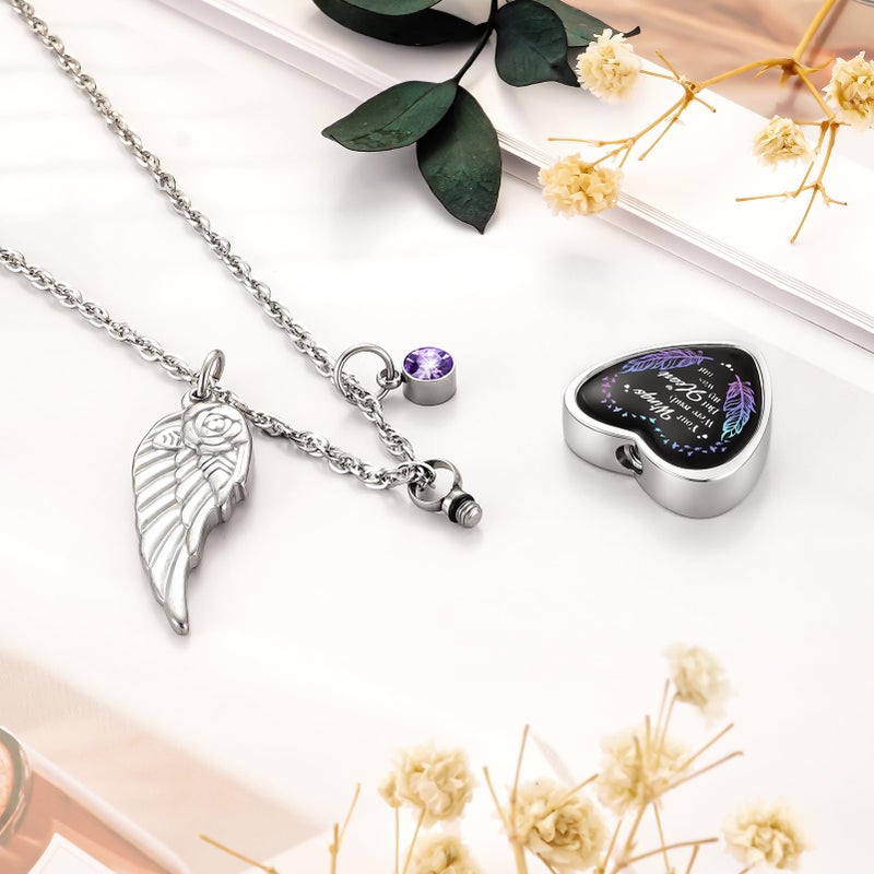Dletay Heart Urn Necklace for Ashes Birthstones Cremation Jewelry for Ashes Stainless Steel Ash Necklace Memorial Ash Holder - Image 2